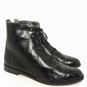 Rare Vintage Van Eli Italy Black Brogue Boots 11